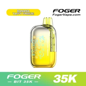 Foger Banana Taffy Freeze Flavor — Bit 35K Disposable Vape.