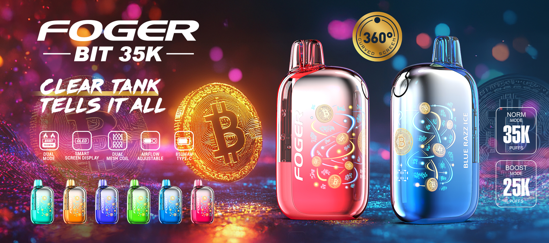 Foger Bit 35K graphic with floating Bitcoin